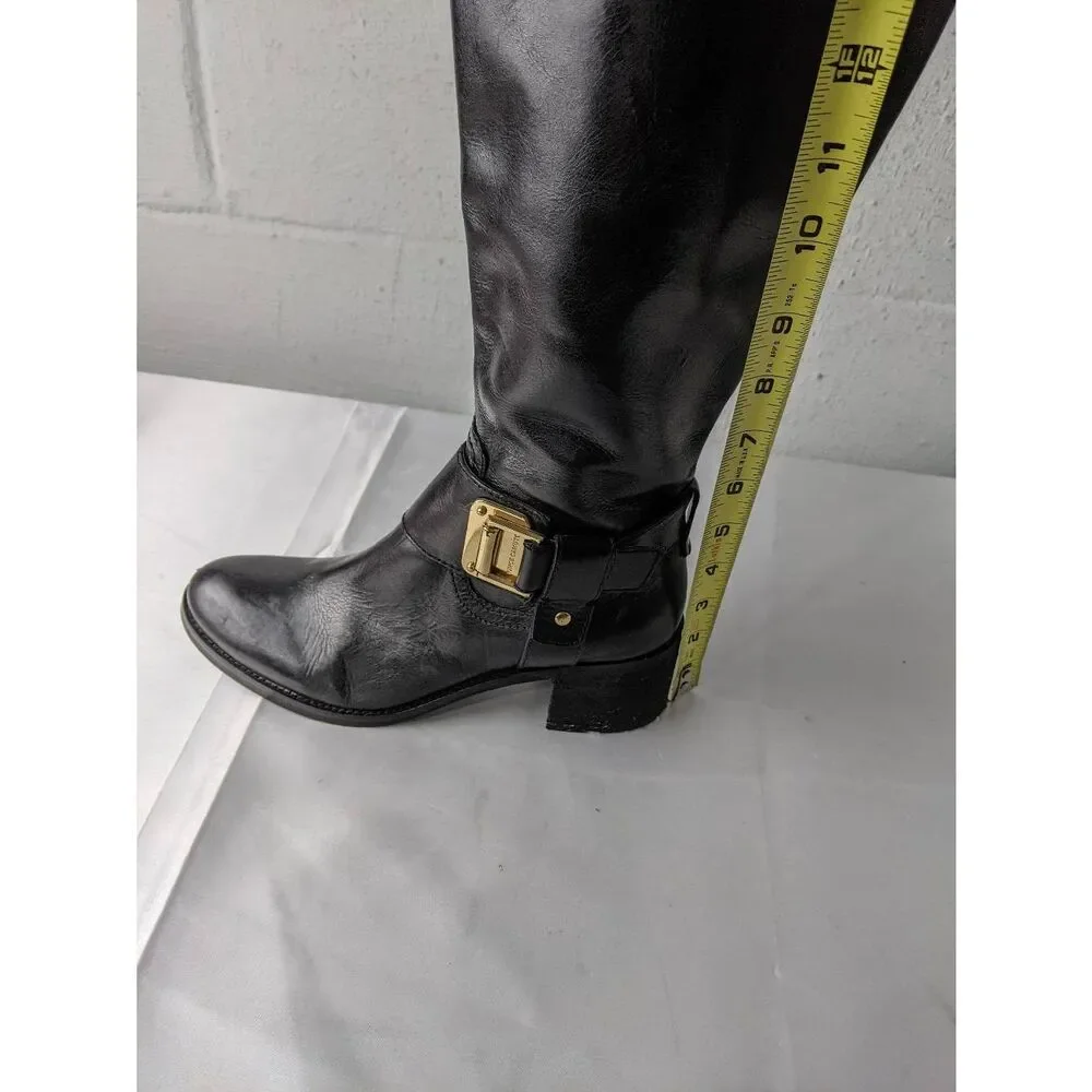 Vince‎ Camuto Finella Knee High Riding Boots Women's Size 7 M Black Leather